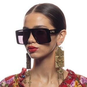 CAMILLA “Fully Booked” black oversized vintage inspired square sunglasses